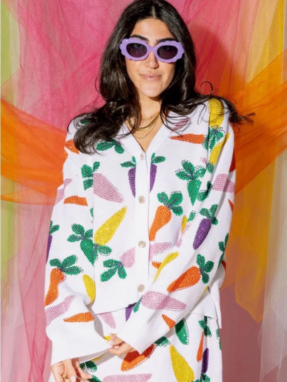 Queen of Sparkles - Multi-Colored Carrot Cardigan